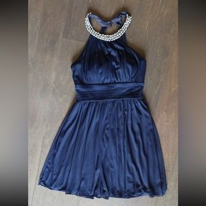 Speechless Pearl Neckline Mini Navy Dress (M Juniors/S Women’s)
